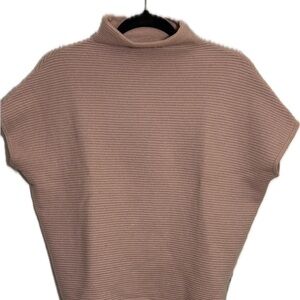 Cynthia Rowley 100% Cashmere Mockneck Ribbed Short Dolman Sleeve Sweater